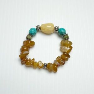 Yellow Agate Bead Stretch Bracelet